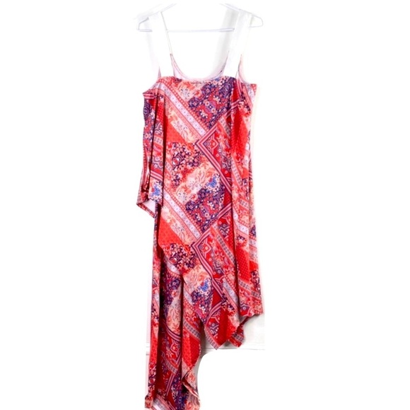 Asos Floral with Paisley Print Red Drape Midi Dress in Red - Picture 5 of 8